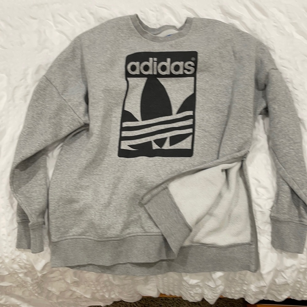 Adidas grey large side zip sweatshirt